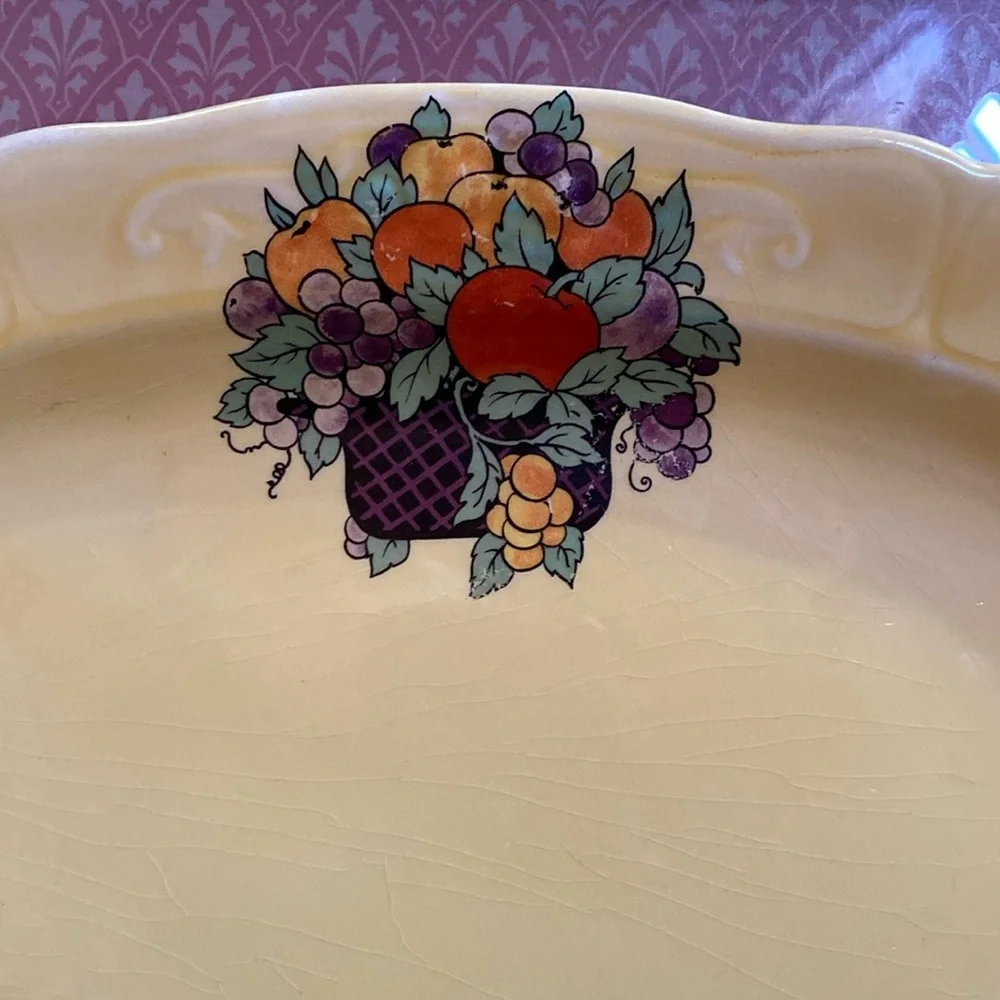 🔥ROMA Italian Ceramic Oval Platter w/Fruit Basket Design🔥 RARE, VINTAGE